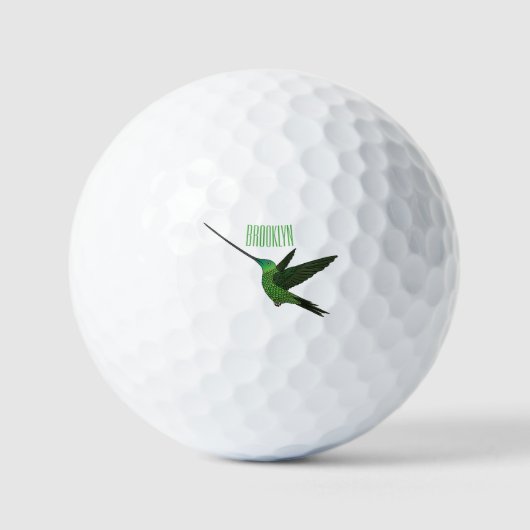 Balles De Golf Illustration d'un colibri à bec épée (Recto)