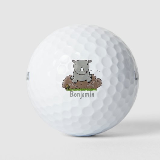 Balles De Golf Illustration d'un petit rhinocéros (Devant)