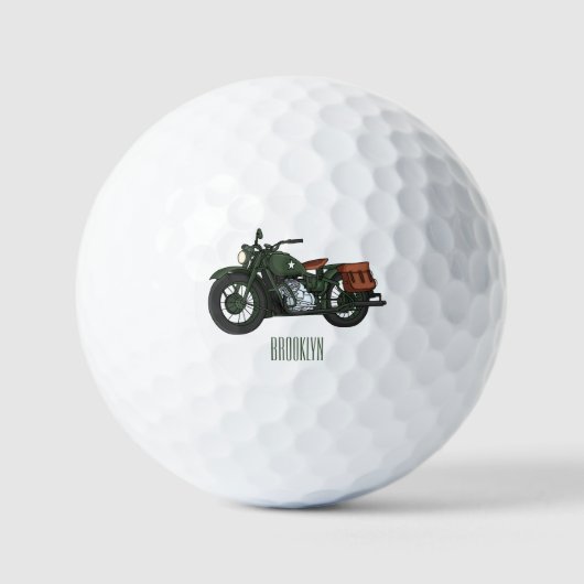 Balles De Golf Illustration d'une moto de croiseur militaire (Recto)