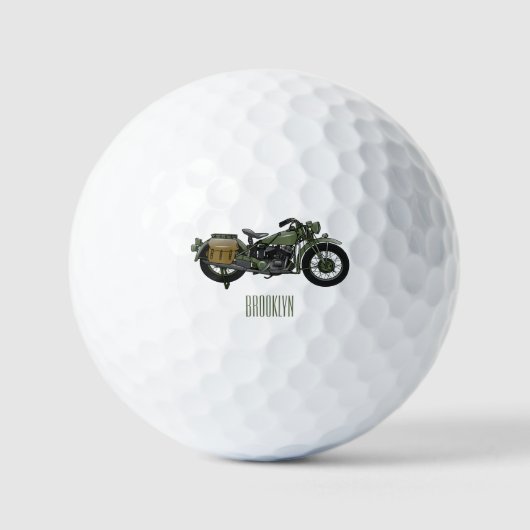 Balles De Golf Illustration d'une moto de croiseur militaire (Recto)
