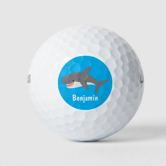 Balles De Golf Illustration joyeuse du grand requin blanc (Devant)