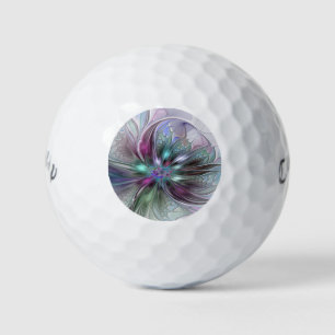 Balles De Golf Imaginaire coloré Abstrait Fleur fractale moderne