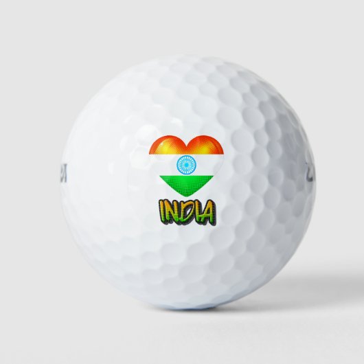 Balles De Golf Inde Drapeau Coeur coupé (Devant)