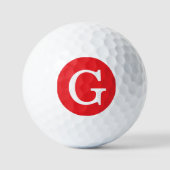 Balles De Golf Initial Letter Monogram Red White Plain Simple (Recto)