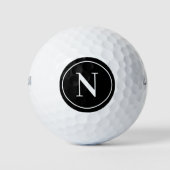 Balles De Golf Initial Monogramme Rond Classique Noir (Devant)