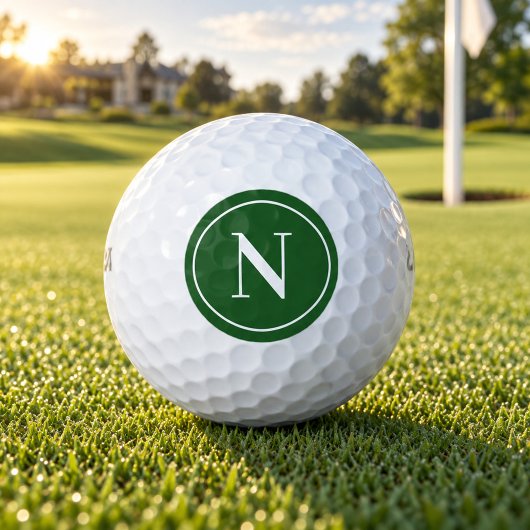 Balles De Golf Initial Monogramme Rond Vert Classique