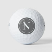 Balles De Golf Initiale de monogramme rond gris classique (Devant)