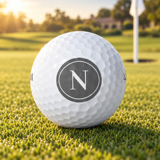Balles De Golf Initiale de monogramme rond gris classique