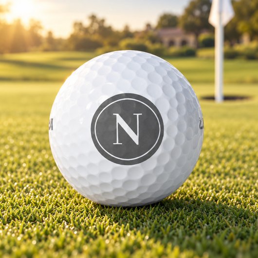 Balles De Golf Initiale de monogramme rond gris classique