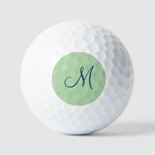 Balles De Golf Initiale monogramme de script bleu vert  (Recto)