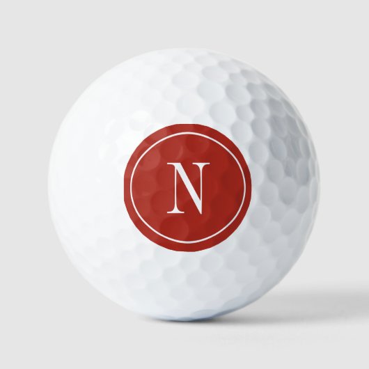 Balles De Golf Initiale monogramme moderne rouge et blanc (Recto)