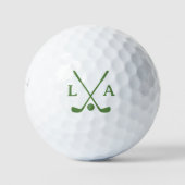 Balles De Golf Initiales de golf moderne Armée-Vert Clubs & Ball (Devant)