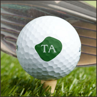 Balles De Golf Initiales de monogramme en vert sur une bulle somb