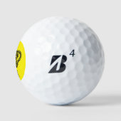 Balles De Golf Initiales de monogramme noir de couronne jaune (Logo)