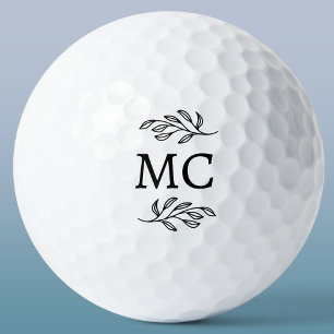 Balles De Golf Initiales de monogramme personnalisées Feuille bot