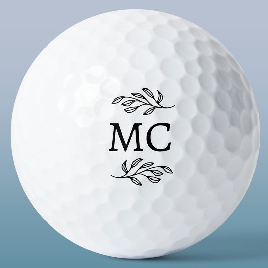 Balles De Golf Initiales de monogramme personnalisées Feuille bot
