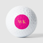 Balles De Golf Initiales de monogramme rose chaud (Recto)