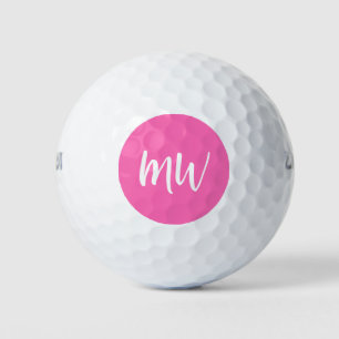 Balles De Golf Initiales de Monogramme rose chaud moderne Feminin
