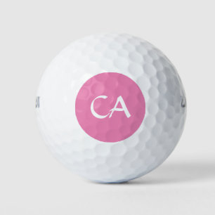 Balles De Golf Initiales de monogramme rose moderne