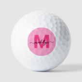 Balles De Golf Initiales de monogramme rose moderne personnalisée (Recto)