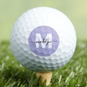 Balles De Golf Initiales de nom de monogramme de lavande violette