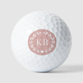 Balles De Golf Initiales double monogramme rose pâle (Recto)