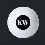 Balles De Golf Initiales du Monogramme blanc noir moderne personn<br><div class="desc">Monogramme noir moderne Initiales Boules de golf personnalisées</div>