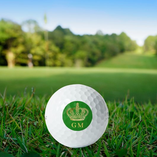 Balles De Golf Initiales du monogramme de la couronne verte de la