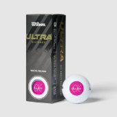 Balles De Golf Initiales en monogramme de nom rose chaud (Emballage)