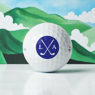 Balles De Golf Initiales et clubs du logo du Golfeur bleu profond