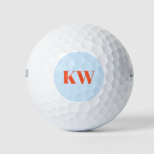 Balles De Golf Initiales Monogramme Moderne Bleu Orange Personnal (Devant)