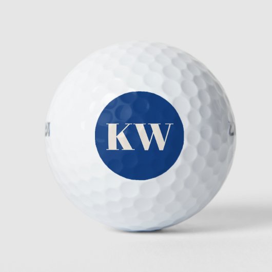Balles De Golf Initiales Monogramme Moderne en Bleu Cobalt Person (Devant)
