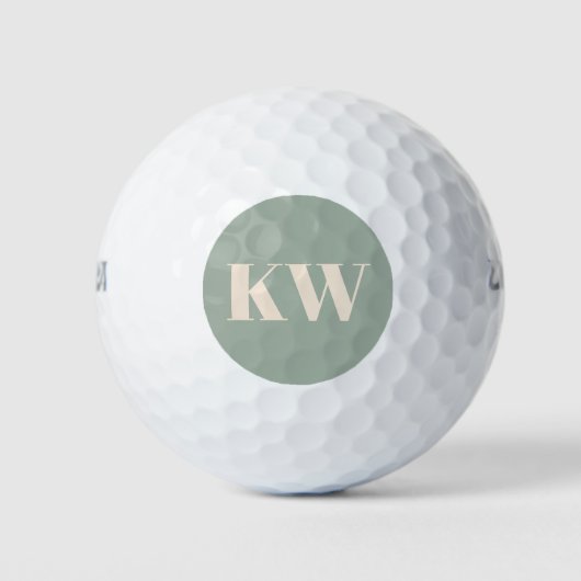 Balles De Golf Initiales Monogramme Vert Sauge Moderne Personnali (Devant)