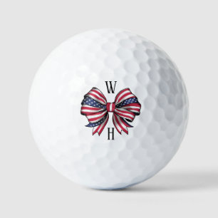 Balles De Golf Initiales Monogrammes Blanc Rouge Bleu Bow