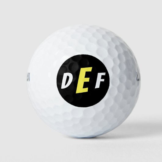 Balles De Golf Initiales Monogrammes modernes pour hommes Jaune (Devant)