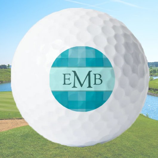 Balles De Golf Initiales Monogrammes Personnalisées turquoises