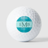 Balles De Golf Initiales Monogrammes Personnalisées turquoises (Recto)