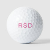 Balles De Golf Initiales Monogrammes roses personnalisées (Recto)