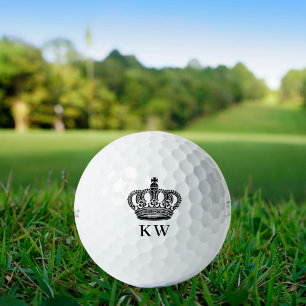 Balles De Golf Initiales noires du monogramme de la couronne roya