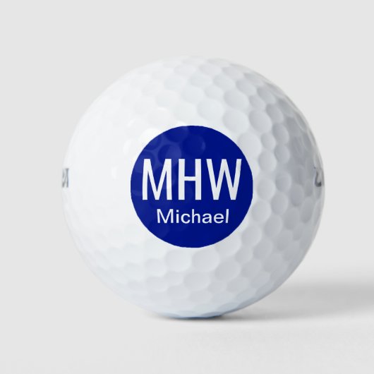 Balles De Golf Initiales Nom Bleu (Devant)