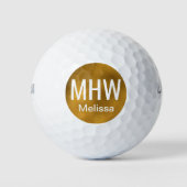 Balles De Golf Initiales Nom Gold Golf Balls (Devant)