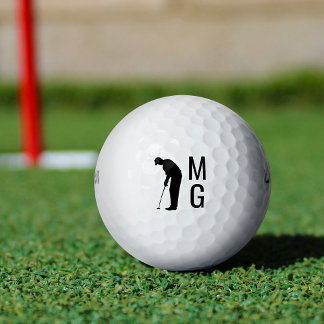 Balles De Golf Initiales personnalisées Monogram Man Golfing Silh