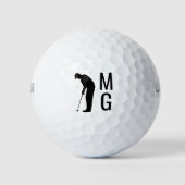 Balles De Golf Initiales personnalisées Monogram Man Golfing Silh (Devant)
