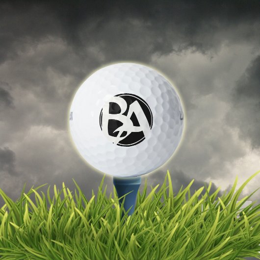 Balles De Golf Initiales surdimensionnées en blanc et noir