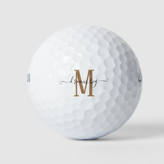 Balles De Golf Inspirer Quote Dream Big Monogram Initial Gold (Devant)