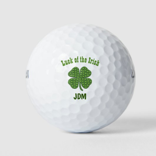 Balles De Golf Irlandais Lucky Luck Clover Shamrock Monogramme In (Devant)