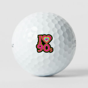 Balles De Golf 'J' ♥ les années 90' Nostalgique Rose Noir Jaune 