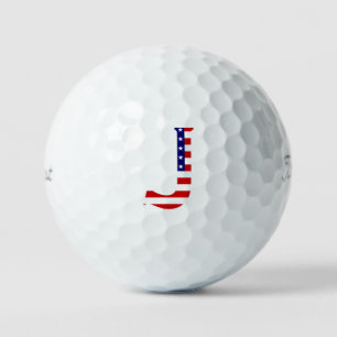 Balles De Golf J Monogramme superposé sur le drapeau américain tp