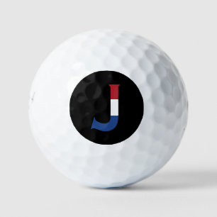Balles De Golf J Monogramme superposé sur le drapeau NLD sur bk b