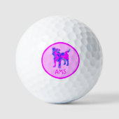Balles De Golf Jack Russell Terrier Chien Silhouette rose Monogra (Recto)